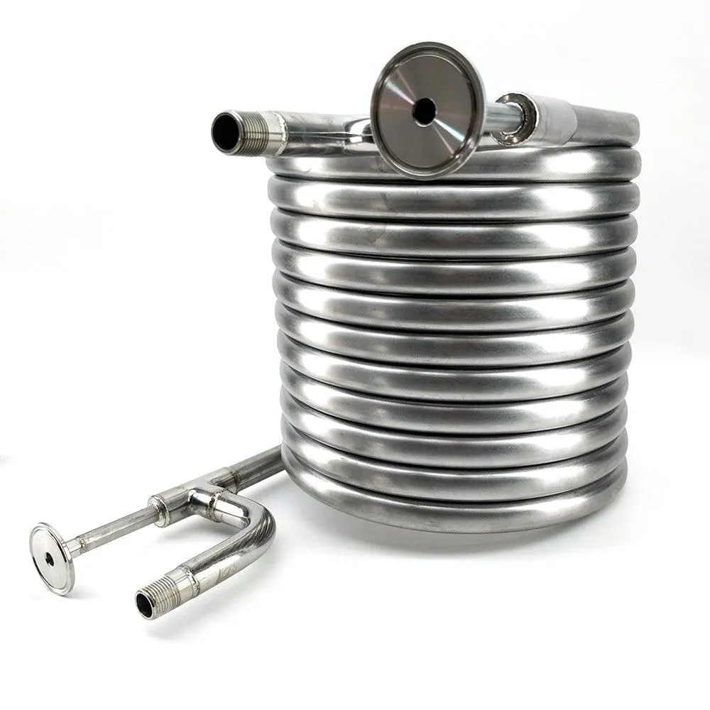 Coolossus Gen2 - Passivated Stainless Steel Counterflow Chiller with 1.5' TC Wort Lines - 1/2' Water Line ( 9.5m Long)