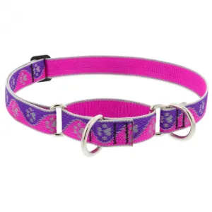 Lupine Dog Collar Martingale 1" Wide X 15"-22" Neck Size Pink Paws