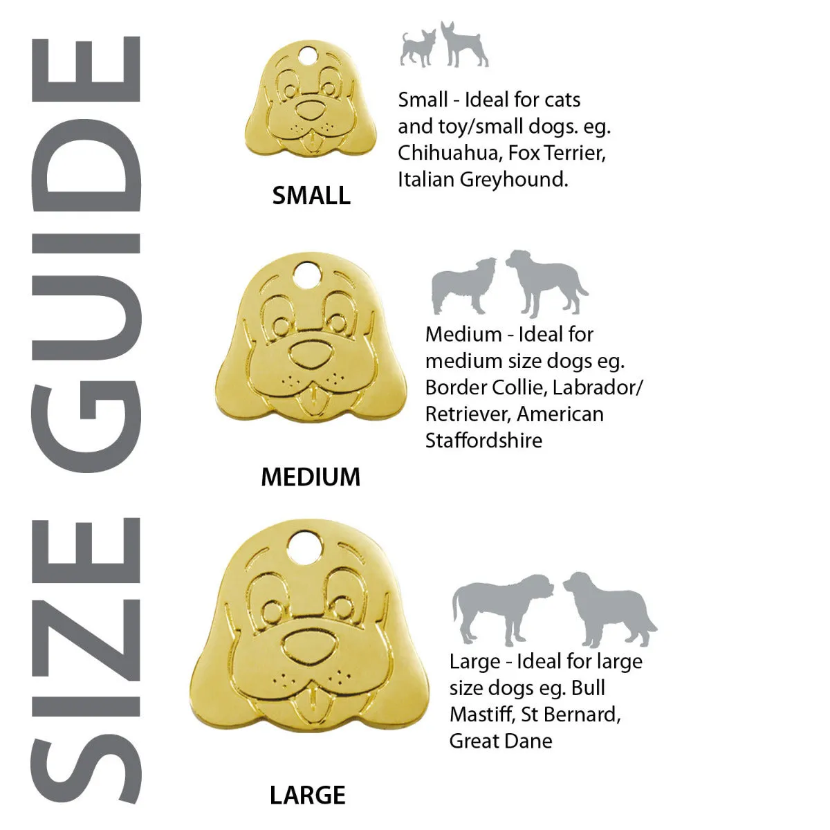 Red Dingo Brass Dog Face Pet ID Dog Tags