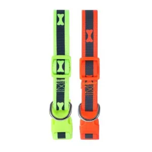Reflective Dog Collar with Bone Print Small - 35-50cm x 2cm