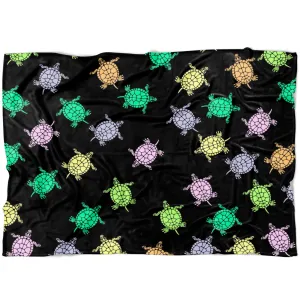 Sea Turtles Black Fleece Blanket