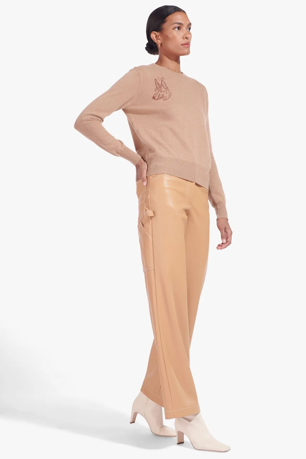 STAUD x C.BONZ CUSTOM CASHMERE CREWNECK SWEATER | CAMEL