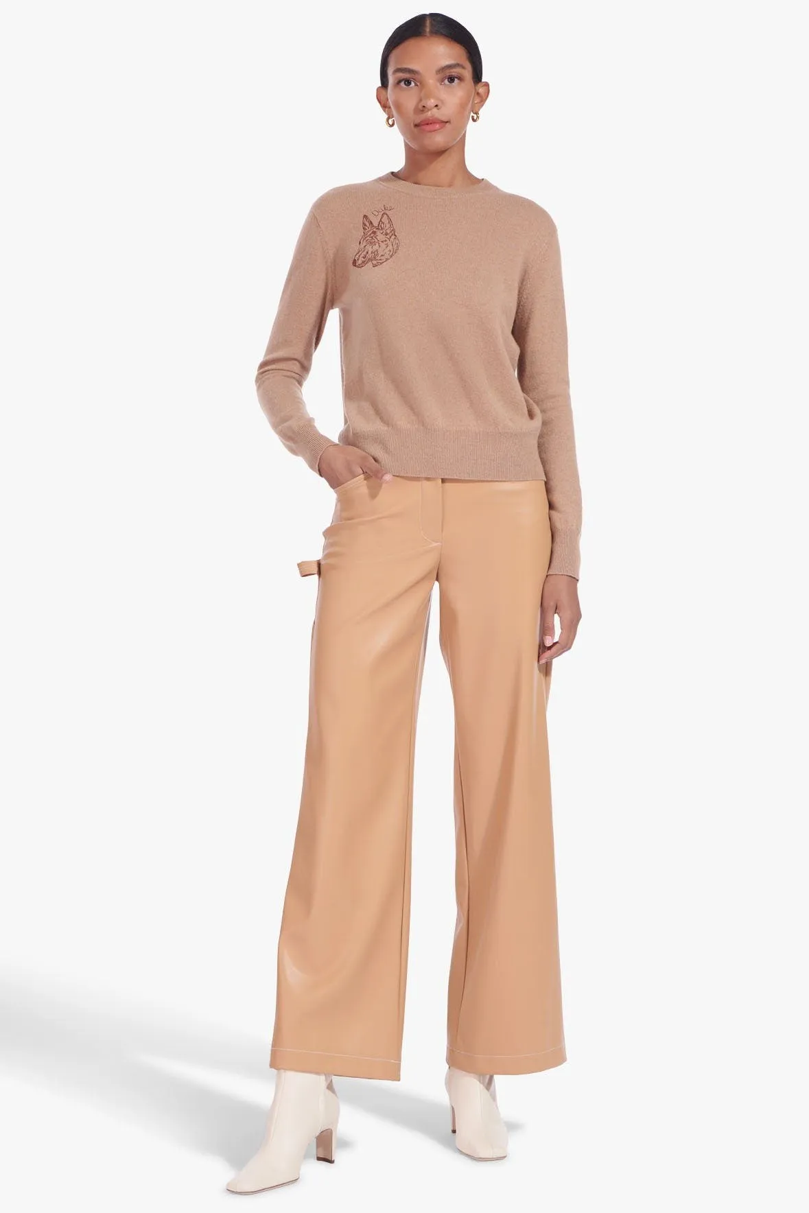 STAUD x C.BONZ CUSTOM CASHMERE CREWNECK SWEATER | CAMEL