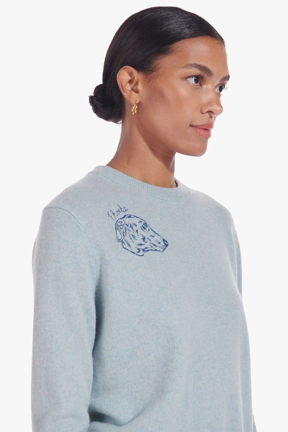 STAUD x C.BONZ CUSTOM CASHMERE CREWNECK SWEATER | LIGHT BLUE