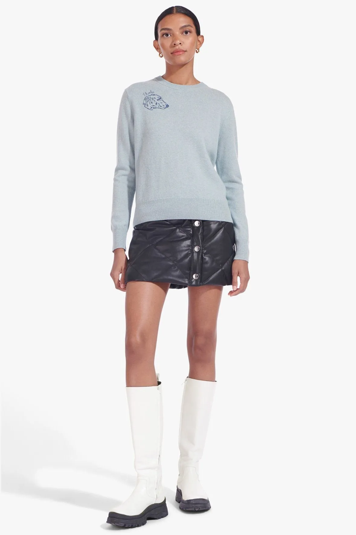 STAUD x C.BONZ CUSTOM CASHMERE CREWNECK SWEATER | LIGHT BLUE