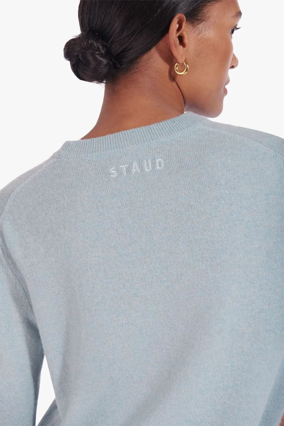 STAUD x C.BONZ CUSTOM CASHMERE CREWNECK SWEATER | LIGHT BLUE
