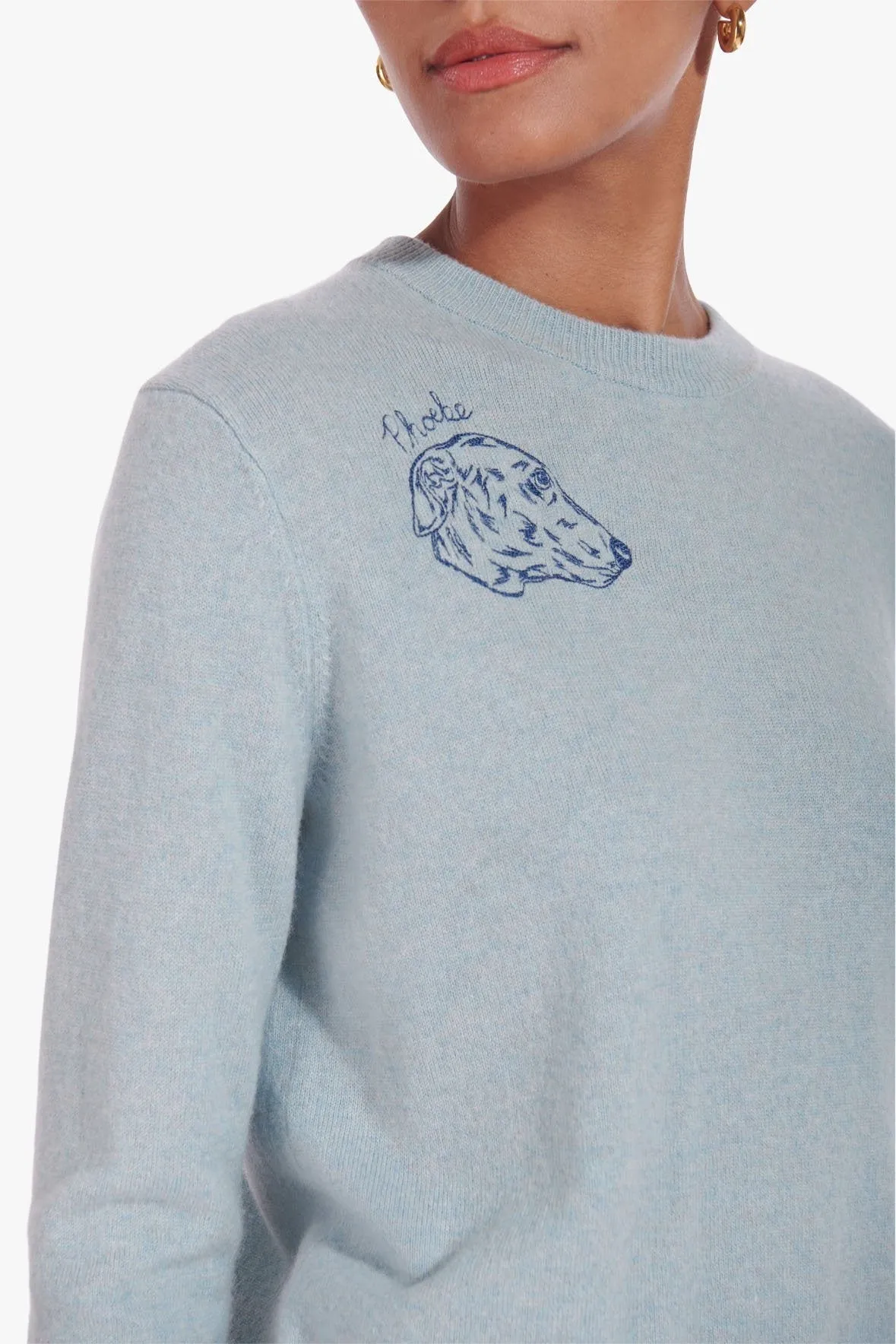 STAUD x C.BONZ CUSTOM CASHMERE CREWNECK SWEATER | LIGHT BLUE
